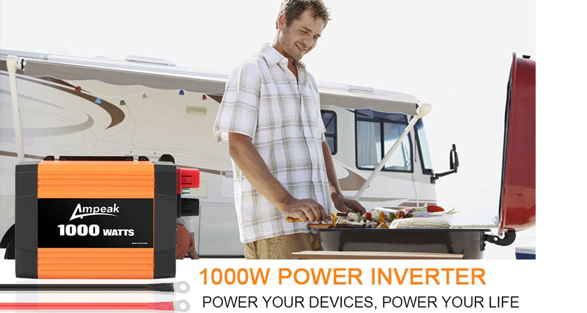Ampeak 1000W Power Inverter 12V DC to 110V AC Truck/RV Inverter