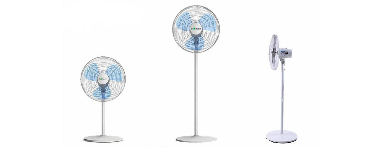 Ecohouzng CT40021ST pedestal fan from three viewing angles