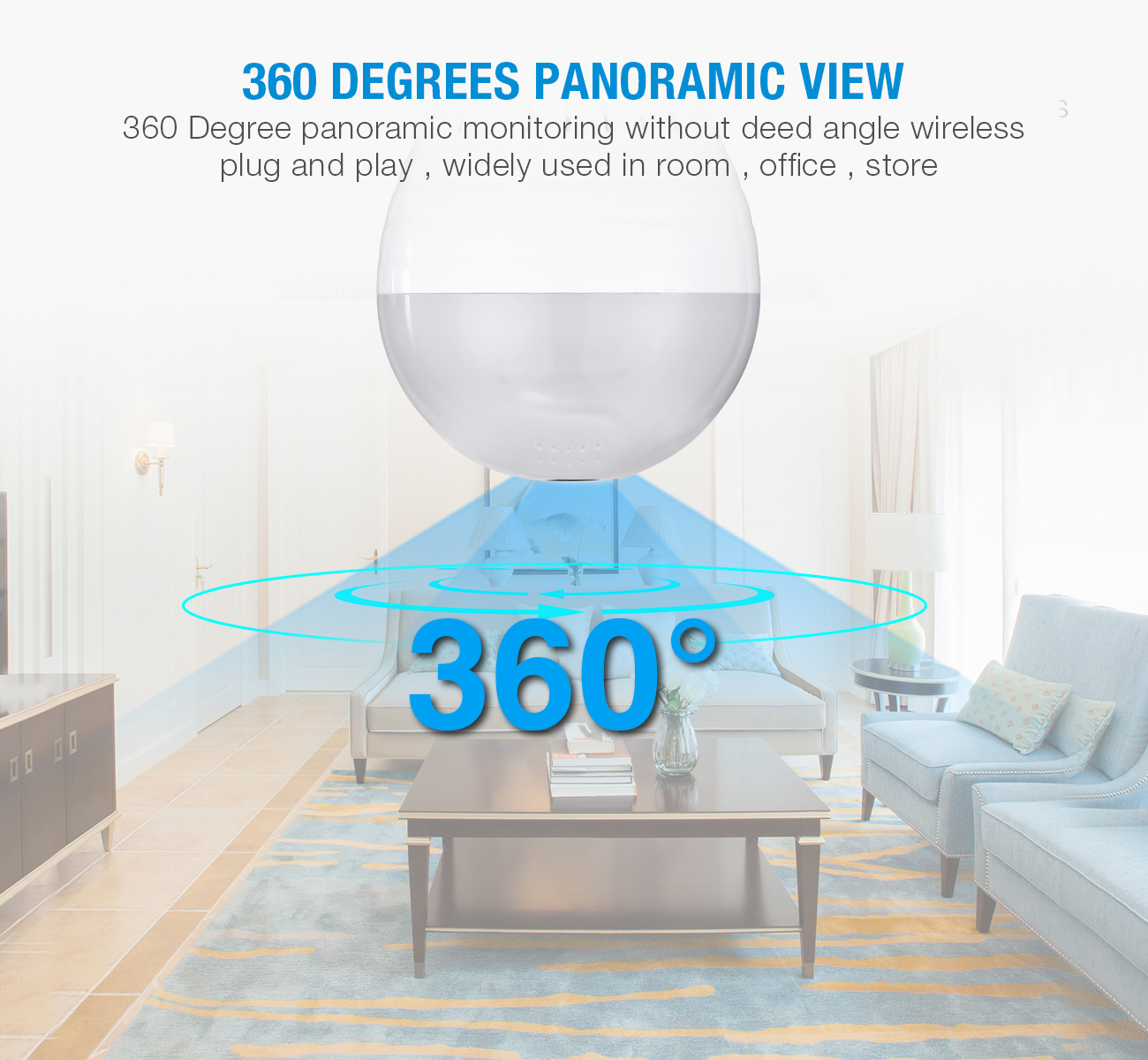 FirstPower Mini Wireless 1080P SPY Hidden IP Camera 360° Panoramic WIFI Control Light Bulb