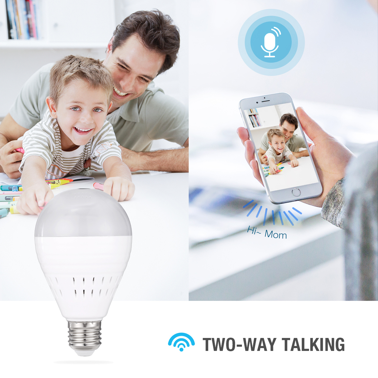 FirstPower Mini Wireless 1080P SPY Hidden IP Camera 360° Panoramic WIFI Control Light Bulb