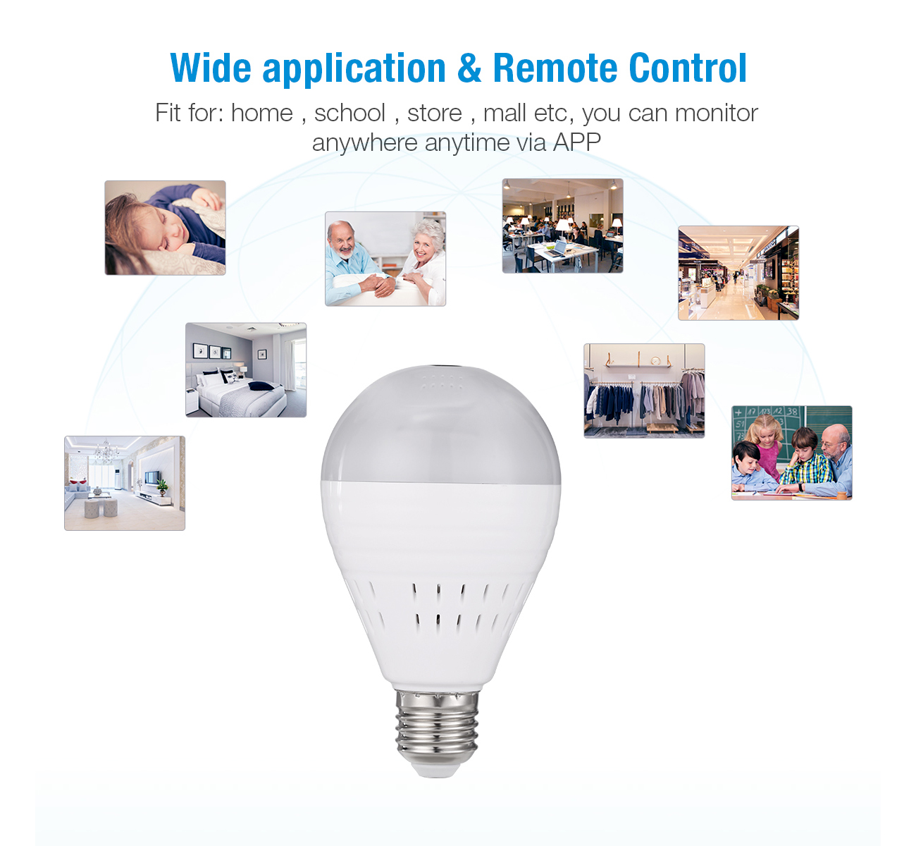 FirstPower Mini Wireless 1080P SPY Hidden IP Camera 360° Panoramic WIFI Control Light Bulb