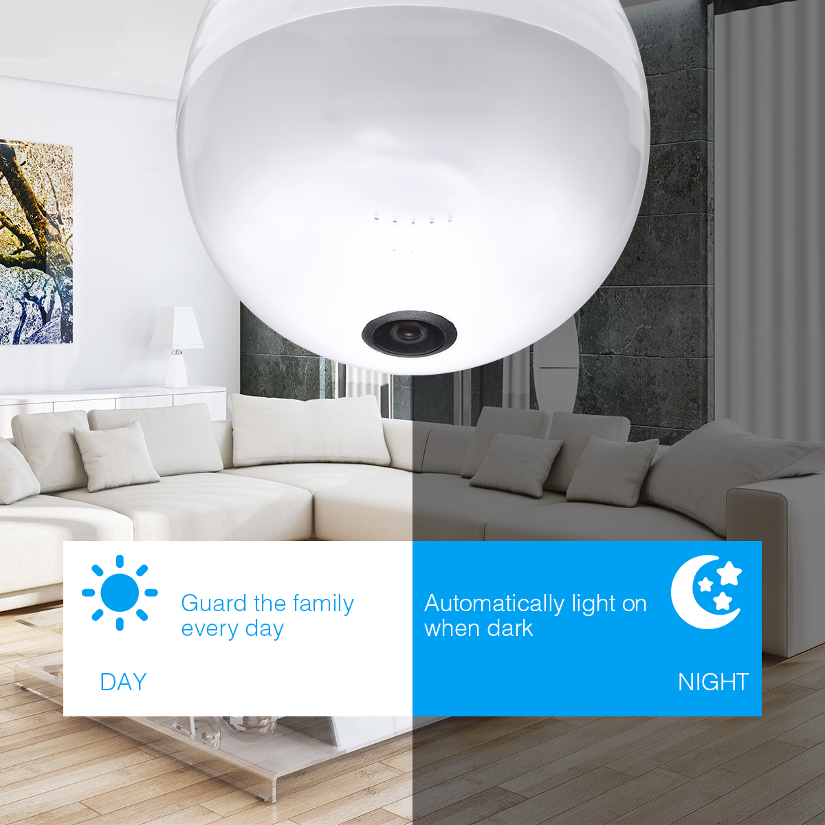 FirstPower Mini Wireless 1080P SPY Hidden IP Camera 360° Panoramic WIFI Control Light Bulb
