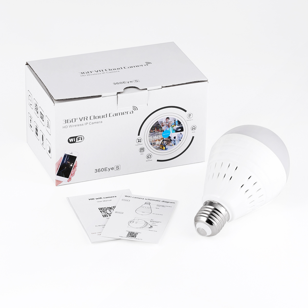 FirstPower Mini Wireless 1080P SPY Hidden IP Camera 360° Panoramic WIFI Control Light Bulb