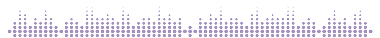 Stylized purple graphic of vertical sound waves