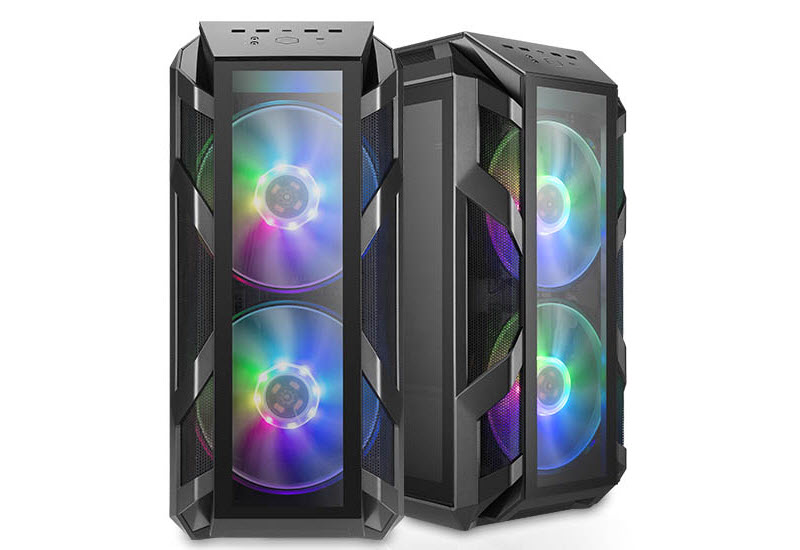 Cooler Master MasterCase H500 Cases, One Facing Forward and the Other Angled to the Right