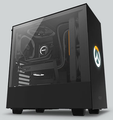 NZXT h500 overwatch Computer Case facing up to the right