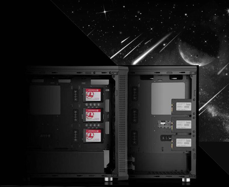 DIYPC case side panel removed showing how airflow can be directed within