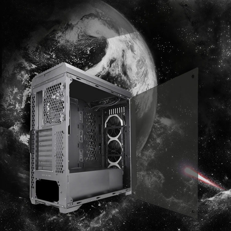 Top shot of the DIYPC case showing its ports