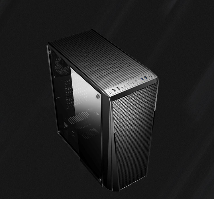 Top birdseye angled view of the case