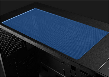Blue area showing the dust filter on top of the MATREXX 55 case