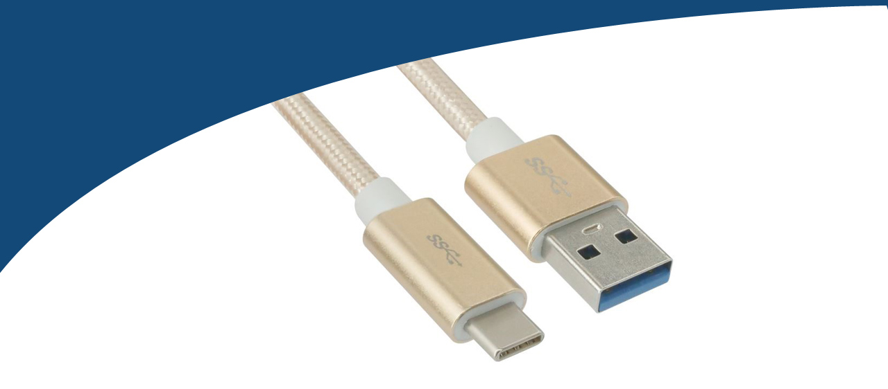 Two ends, one USB-C and the other USB A, are on display.