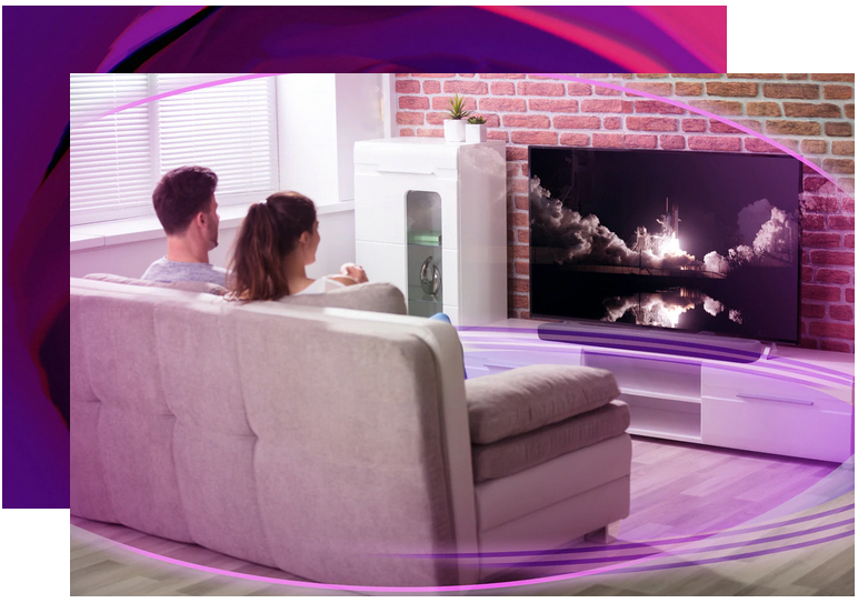 Yamaha YAS-209 works with TV and two people are watching TV