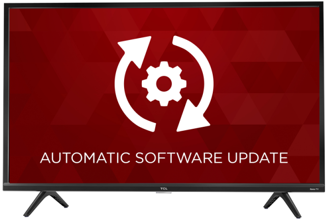 TCL Display Facing Forward with the Automatic Software Update Screen