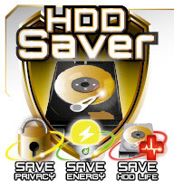 HDD Saver Icon with text that reads: SAVE PRIVACY, SAVE ENERGY and SAVE HDD LIFE