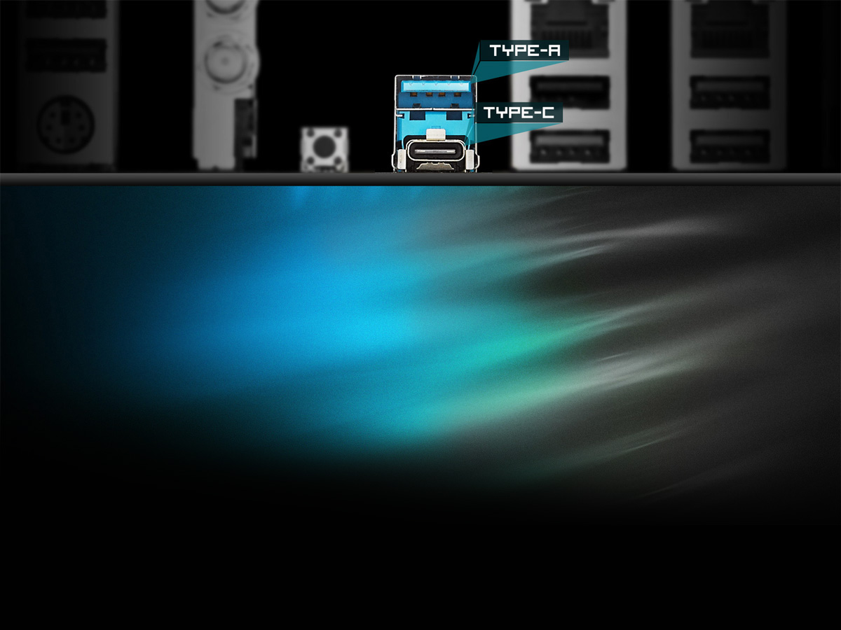 ASRock X470 Motherboard's Type-A and Type-C USB Ports