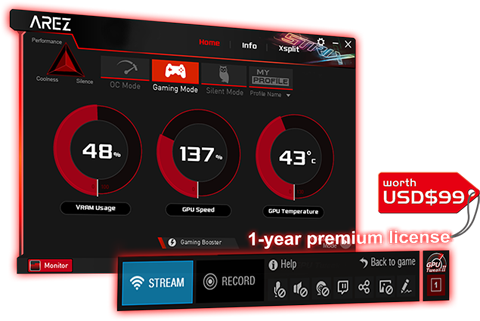 GPU Tweak II with XSPLIT graphical UIs