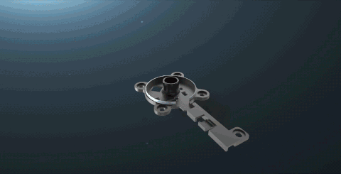 Moving graphic showing the dust-resistant fan head being installed to its base