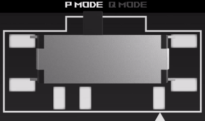 Gif animation showing the slide switch moving between P mode and Q mode
<div class=