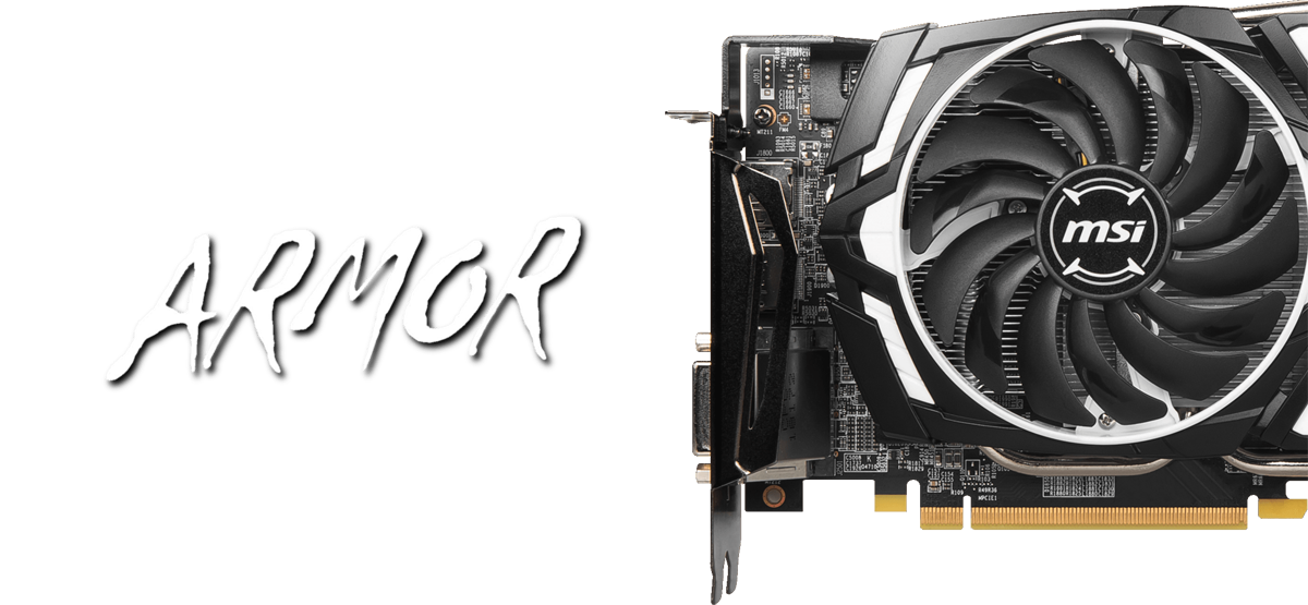 At the right of this picture is the front view of the left part of this card in standing position. At the left of this picture are stylized texts reading as “ARMOR”