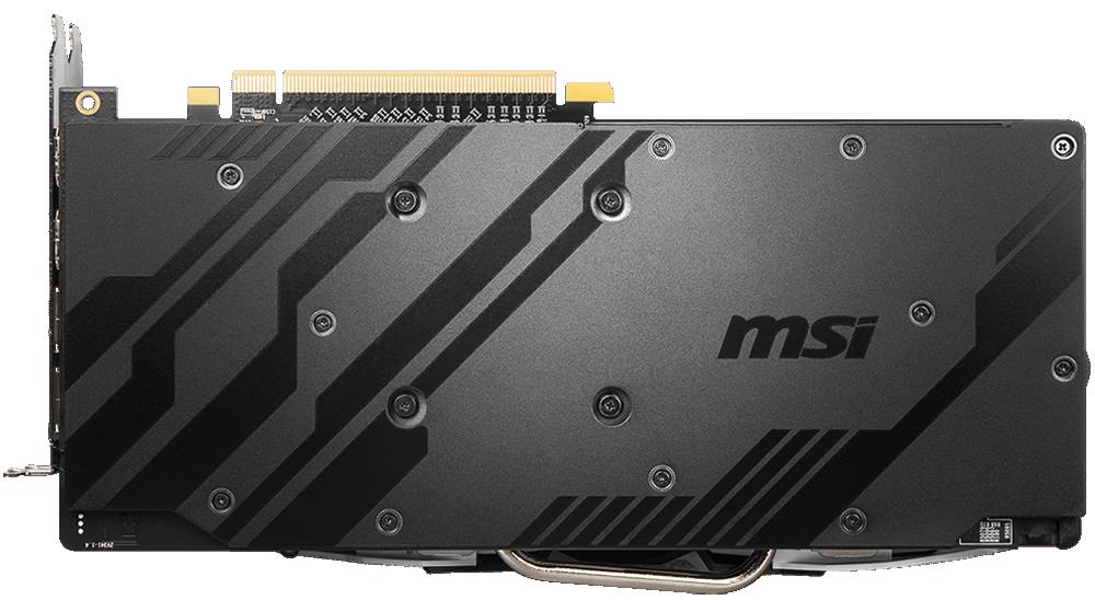 Rear view of this card in standing position, with gold fingers pointing up