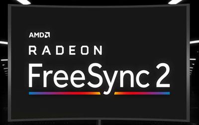 A display showing logo of AMD Radeon FreeSync 2