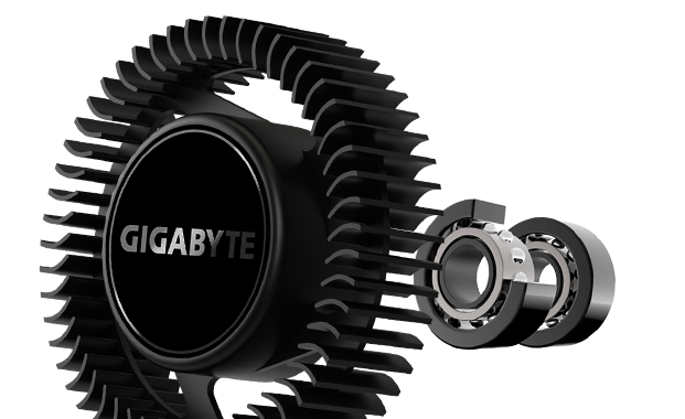GIGABYTE Branded Fan with Double Ball Bearings Behind It