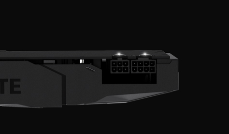 Closeup of the GIGABYTE GeForce RTX 2080 GV-N208SGAMING OC-8GC Graphics Card's Power Port