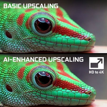 comparison of basic upscaling and AI-enhanced upscaling