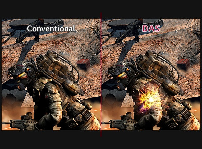 a image splited into two, showing difference between dynamic action sync on and off