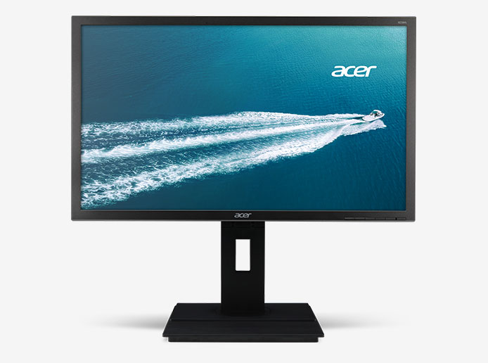 the monitor with a speedboat as screen