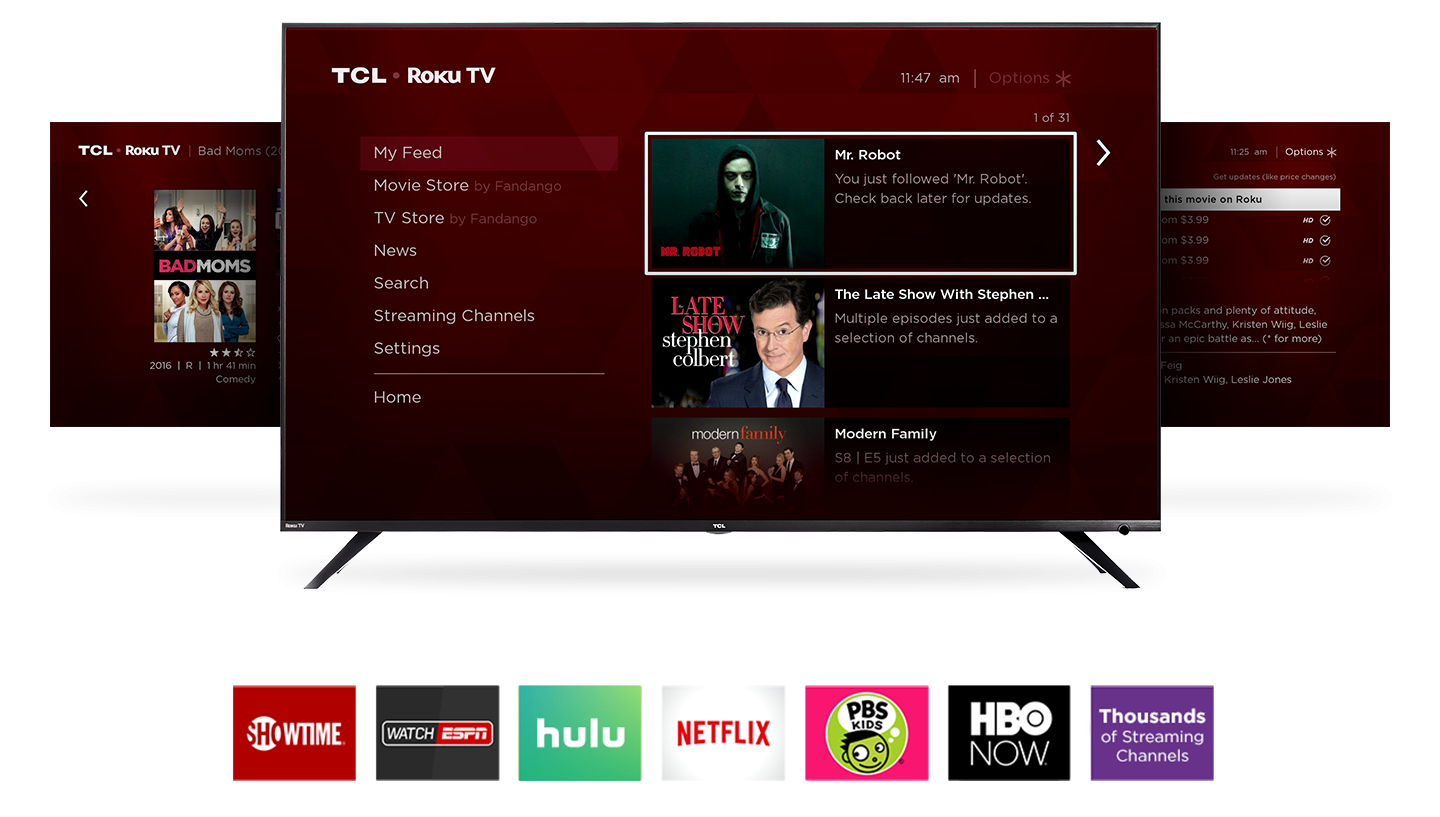 TCL R617 Smart LED Roku TV smart platform providing thousands of streaming channels