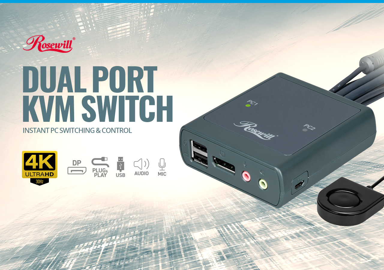 Rosewill 2-Port USB DisplayPort KVM Switch