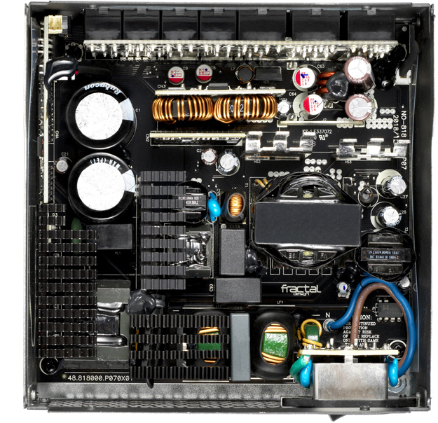 The interior components of a Fractal Design Power Supply