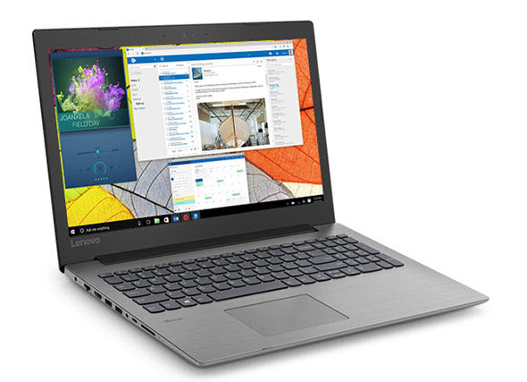 IdeaPad 330 angled to right showing multiple windows