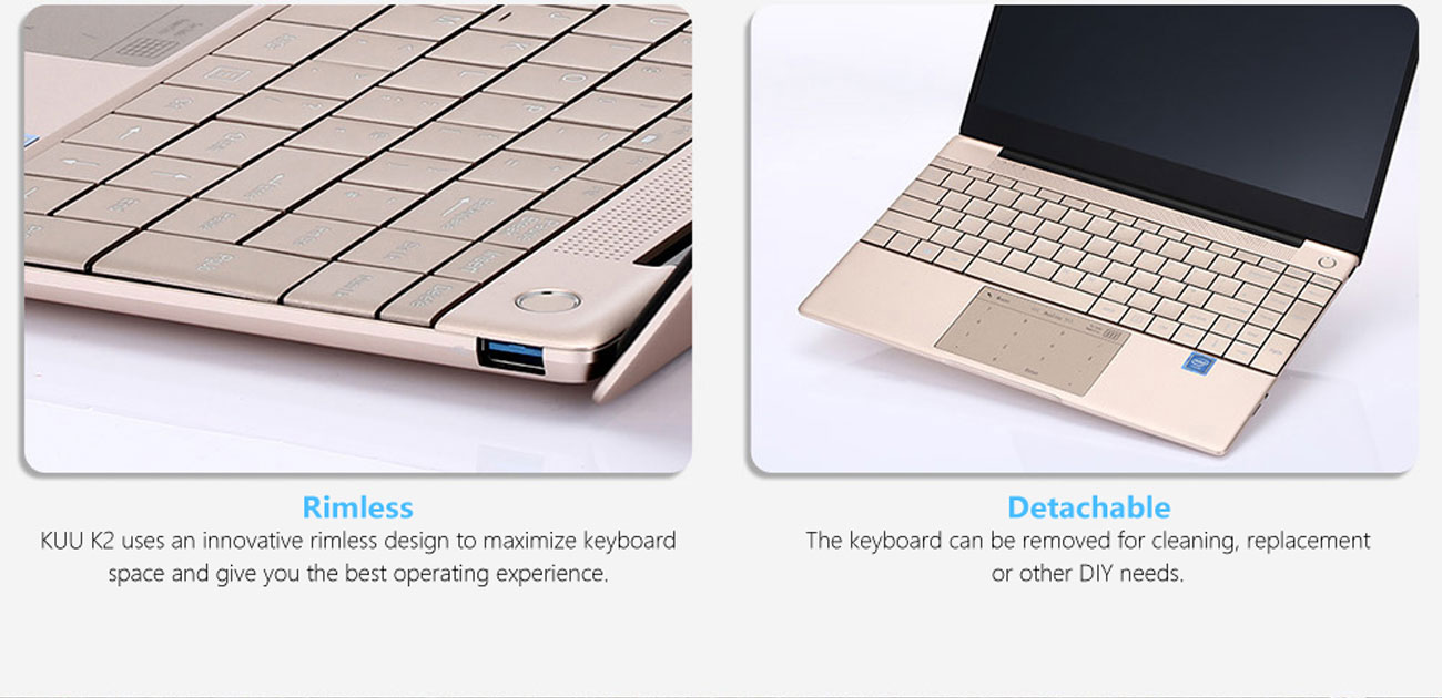 KUU-K2 IPS Screen All Metal Shell Champagne Gold Office Notebook