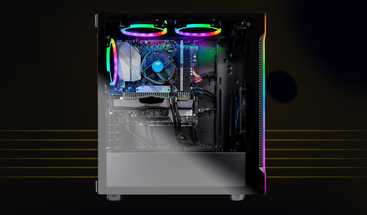 The side transparent window shows all components and ARGB lighting inside.