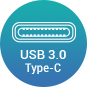 USB 3.0 Type-C port icon and text
