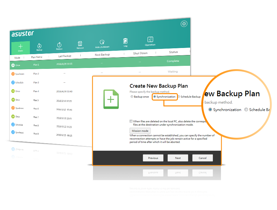 Windows-Backup_Set-and-forget, screenshots of real time synchronization