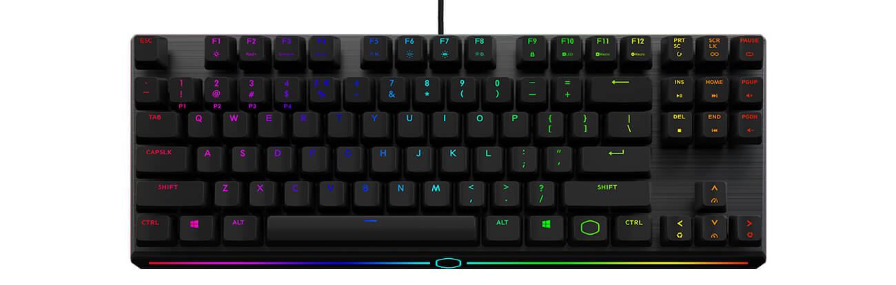 MK730 with rainbow RGB lighting, facing forward