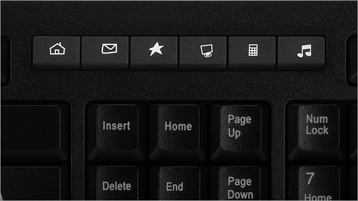 Closeup of the Rosewill RKM-1000's media keys