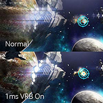 a visual comparison between 1ms response time and normal