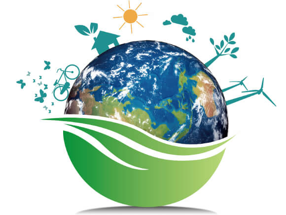 one earth image with many green icon