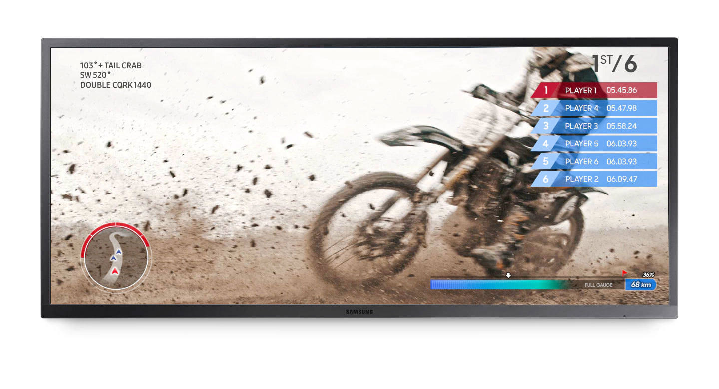 a moto racing match as screenshot of the monitor