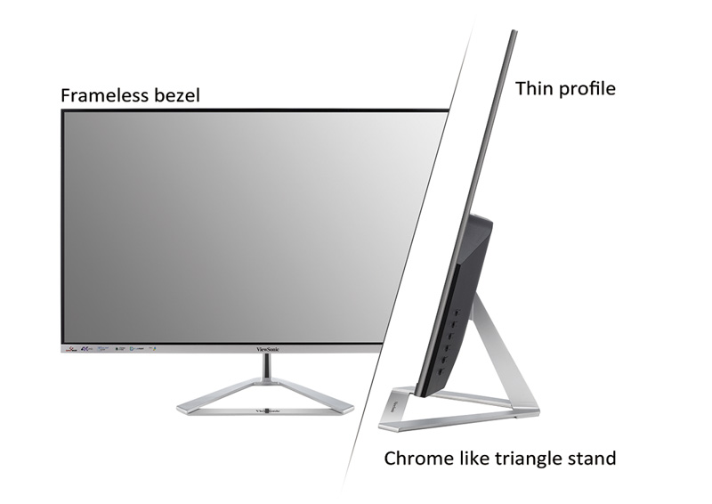 two different angle showing the effect of frameless bezel