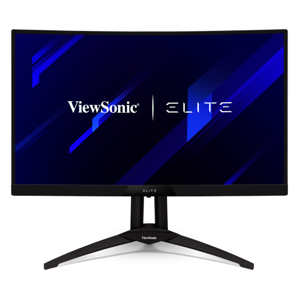 a blue abstract image as screen of the monitor and viewsonic logo in the center of it