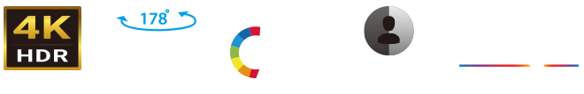 4K icon, Wide viewing angle icon, 95% DCI-P3 icon, Shadow Boost icon, FreeSync icon