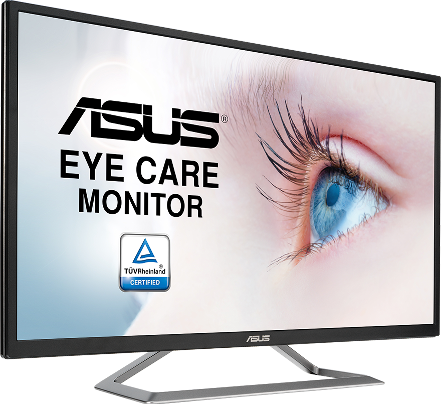 a monitor with a babyeye as screen , asus logo