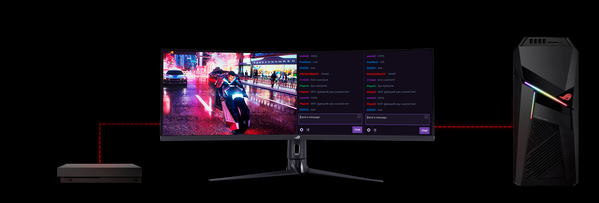the monitor link with ps4 and a case