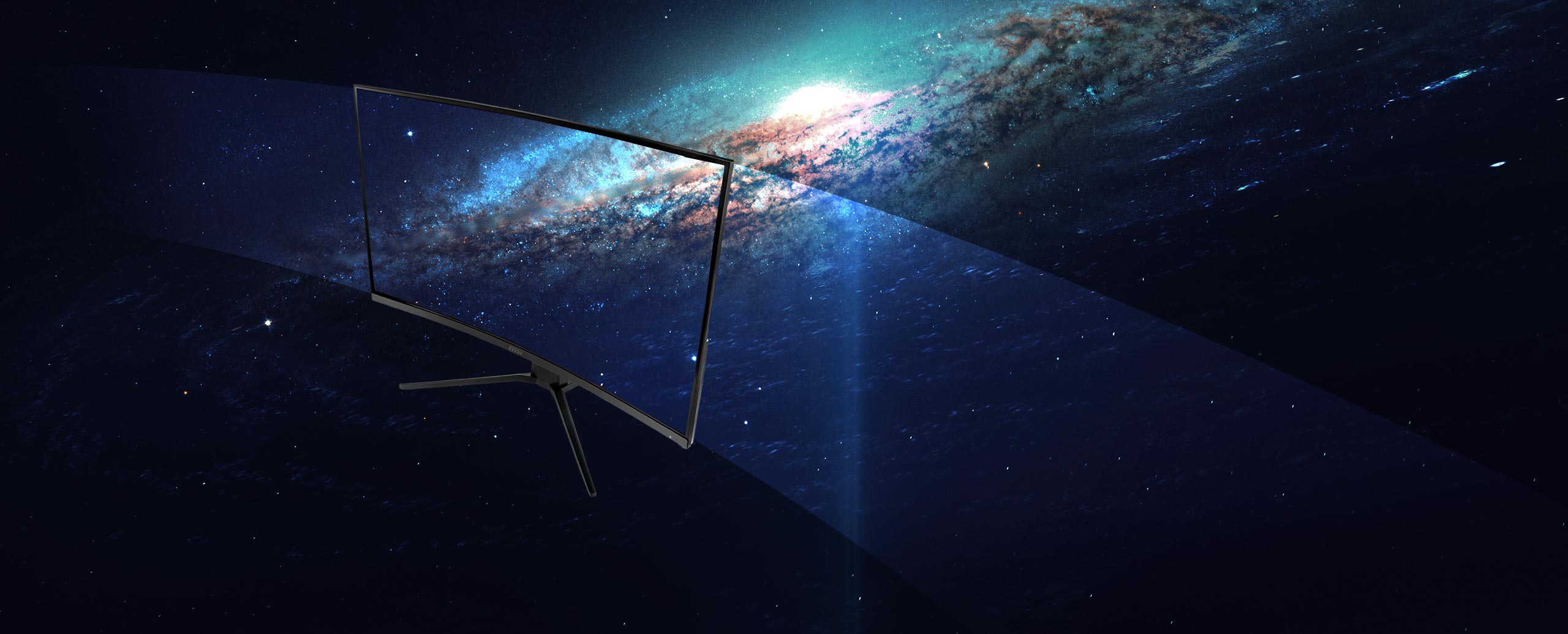 a monitor with a space image as screen showing the effect of 178 degrees of angle