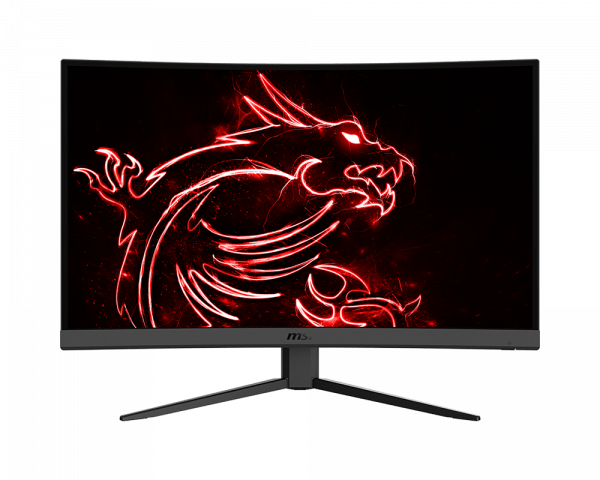 Optix monitor with MSI logo in the center as screen